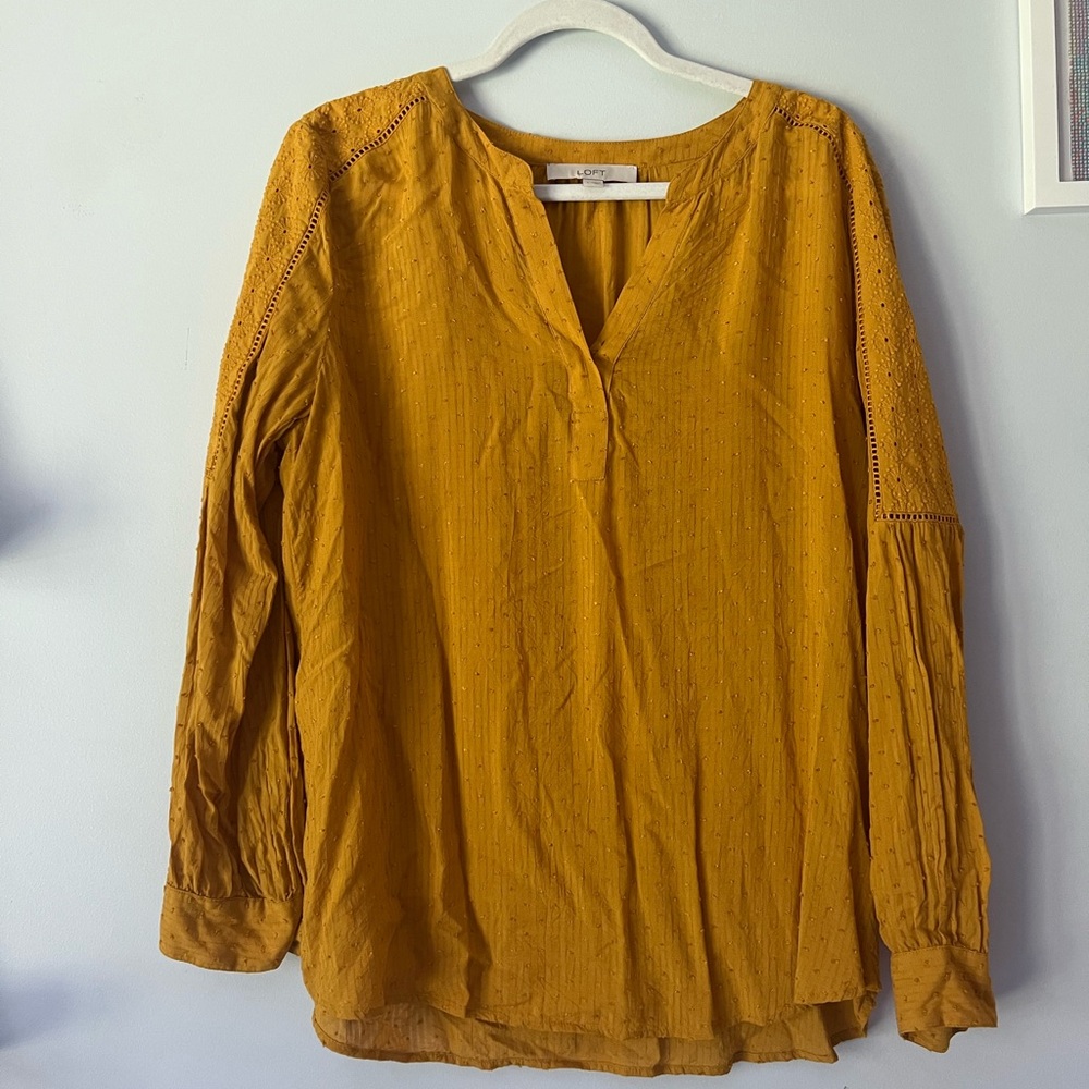 LOFT Mustard Long Sleeve Blouse